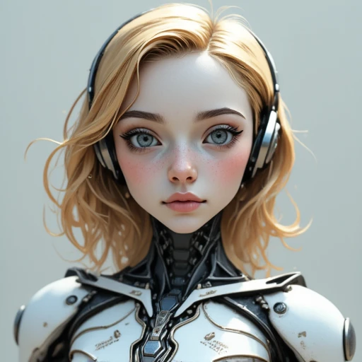 Beautiful girl with robotic body and cute face,