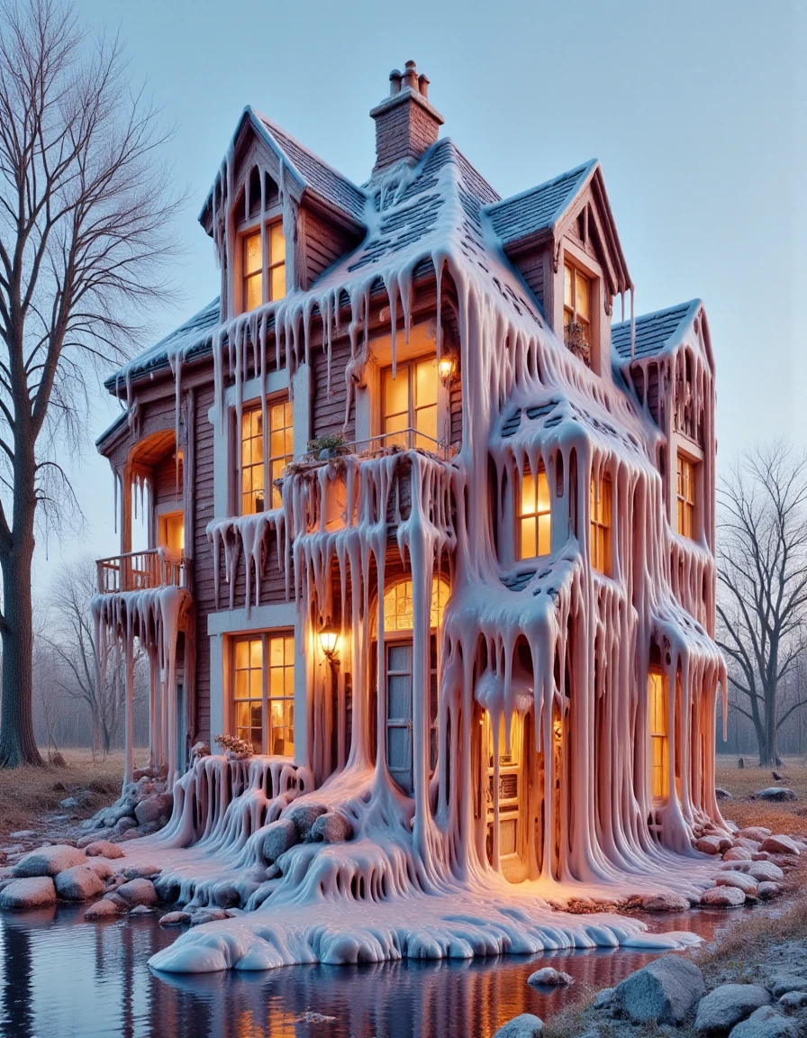 <lora:melting_flux-000005:1>,meltinglora,photography of a melting house