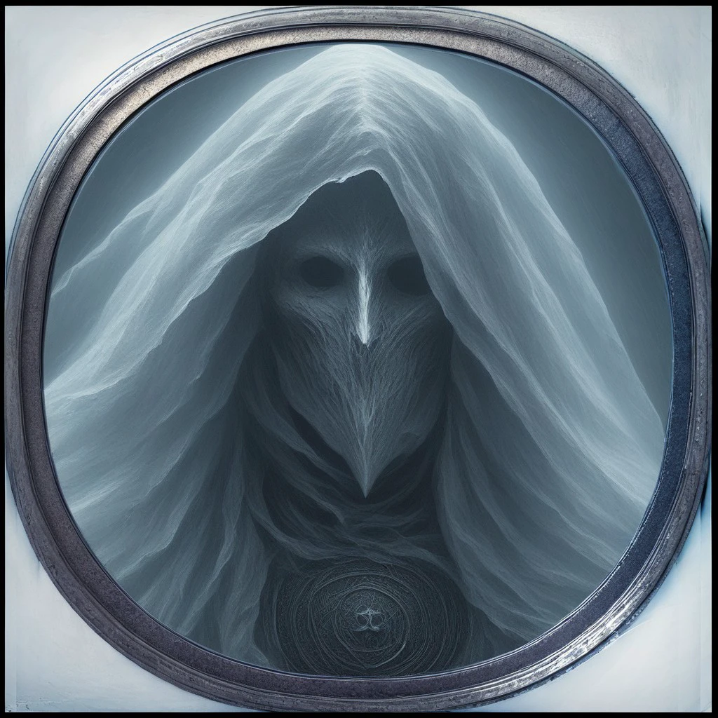 ghost , token border with a character in the middle, ring border