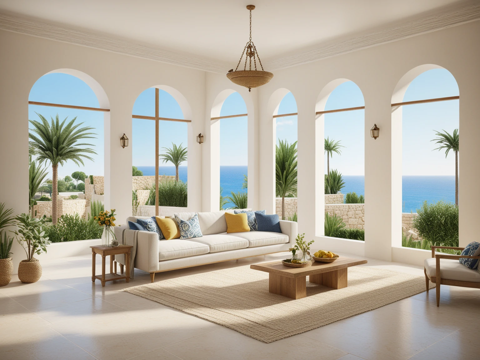 Mediterranean style, interior design, drawing room, indoor light, natural light, clear tone, High resolution, C4D,UE5,realistic, 
