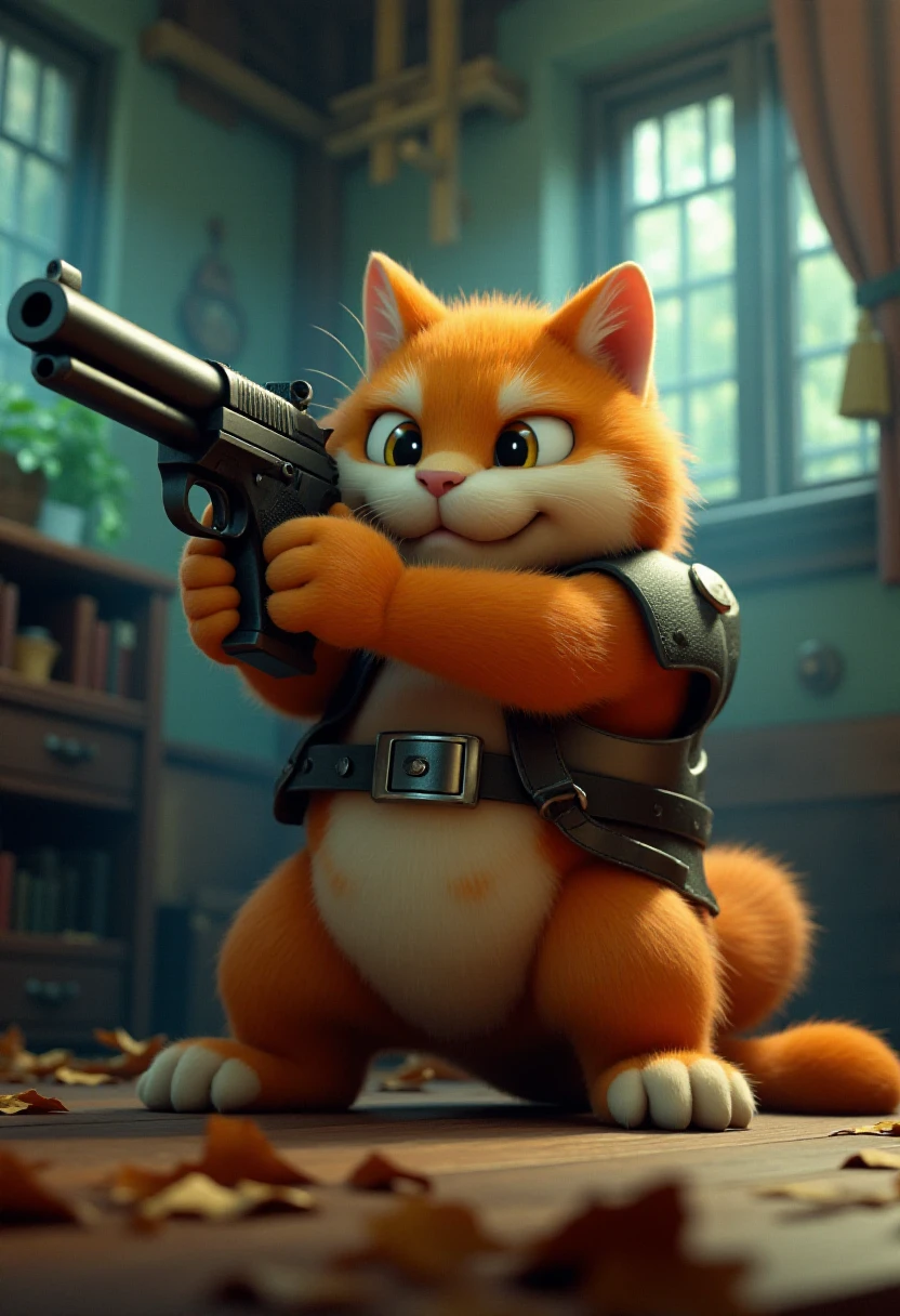 <WARNING: Don't remix this at the listed strength, bring it down to 1.0 - 1.2!>
mariorpgstyle, a cat aiming a pistol at the viewer 