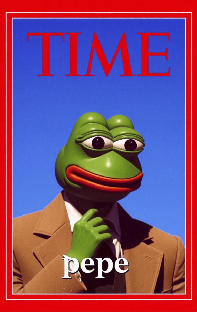 pepe on the cover of TIME mangaine with sub title "pepe"