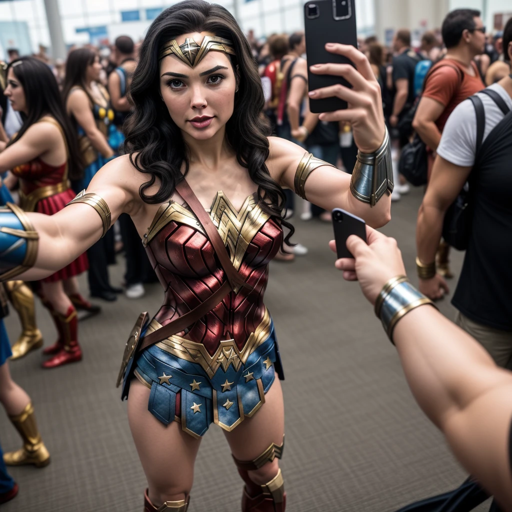 Wonder woman taking a selfie at comicon