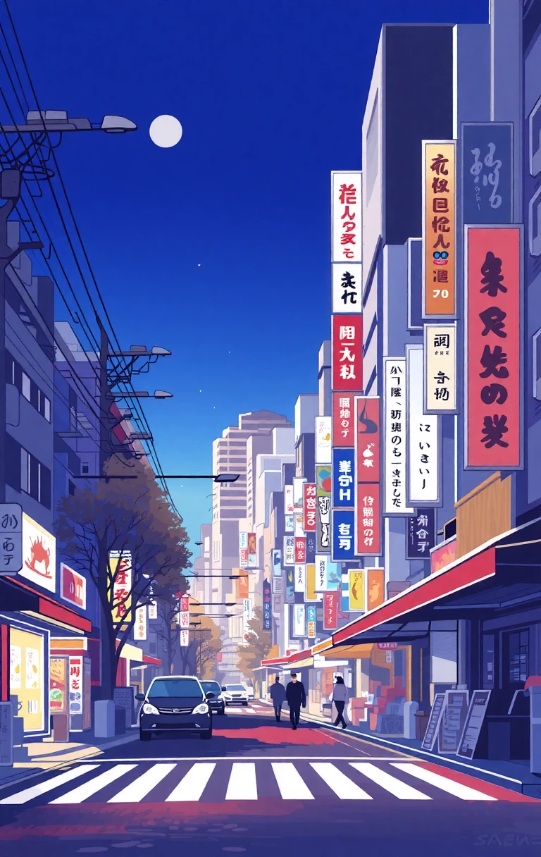 vector artstyle a street in tokyo