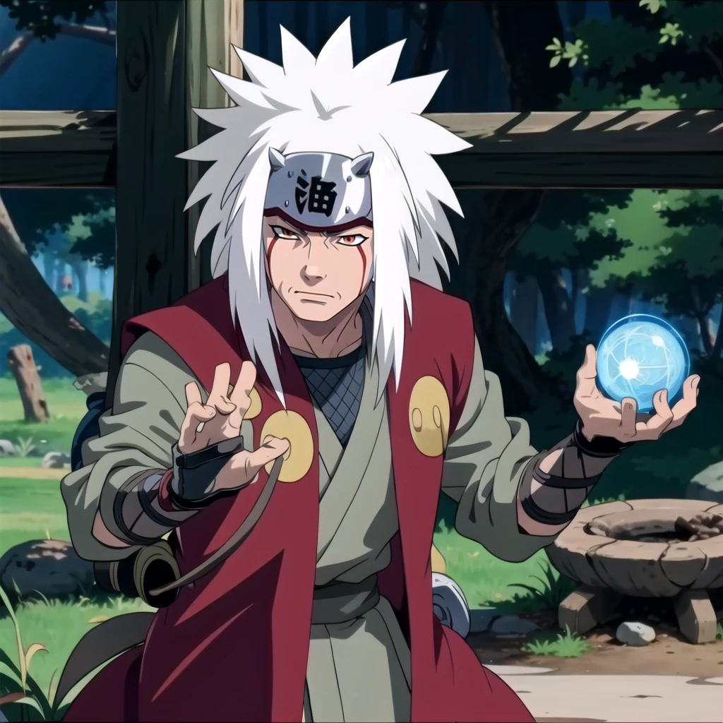 jiraiya, 1man,   <lora:Jiraiya_512x512-000009_v4:0.7>, rasengan