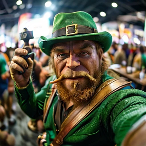 egcon evil leprechaun with a cigar in his mouth taking a selfi