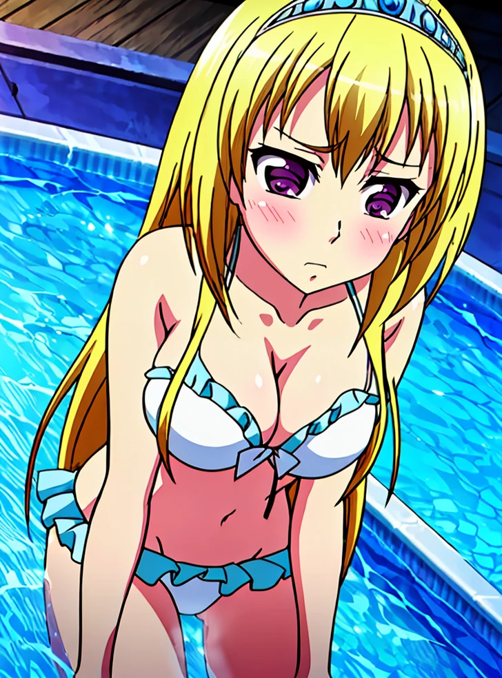 girl Blonde Nipples Big Breasts Baby Face Twin tails Waistline barefoot barefoot Completely naked Thighs blush Shame Poolside Sensual Provocative Spread your legs Love juice Masturbation Suck your finger avert your eyes