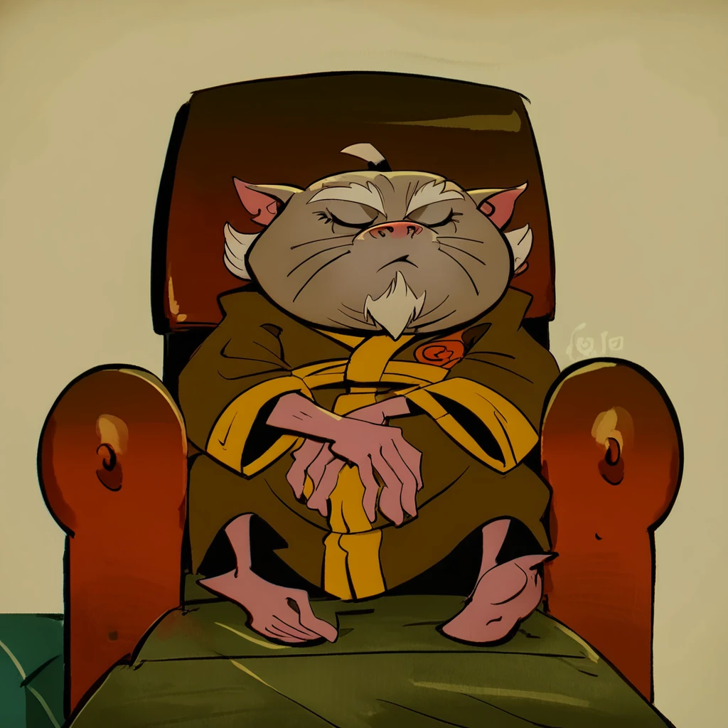 score_9, score_8_up, score_7_up, score_6_up, solo, master splinter (rotmnt), robe, whiskers, closed eyes, sitting, sleeping, lounge chair,