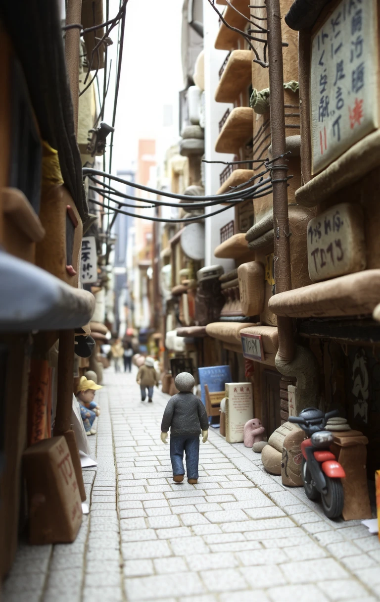 a street in tokyo made of clay