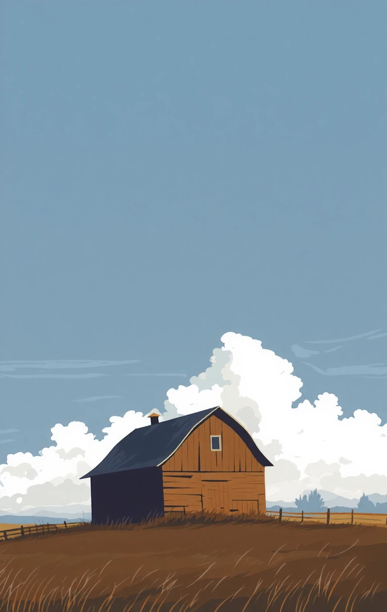 vector artstyle a barn in a field