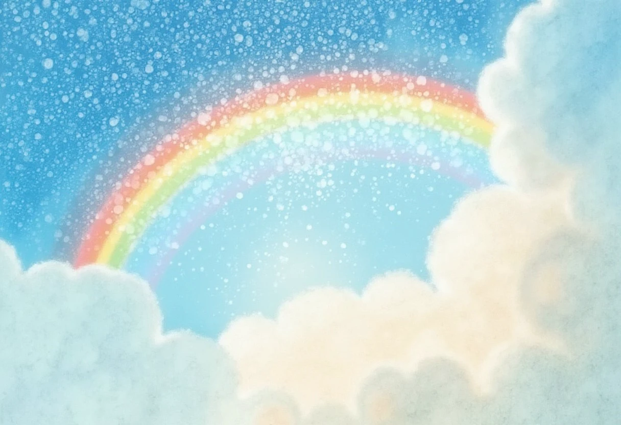 a divinesplatter rainbow, clouds in the sky