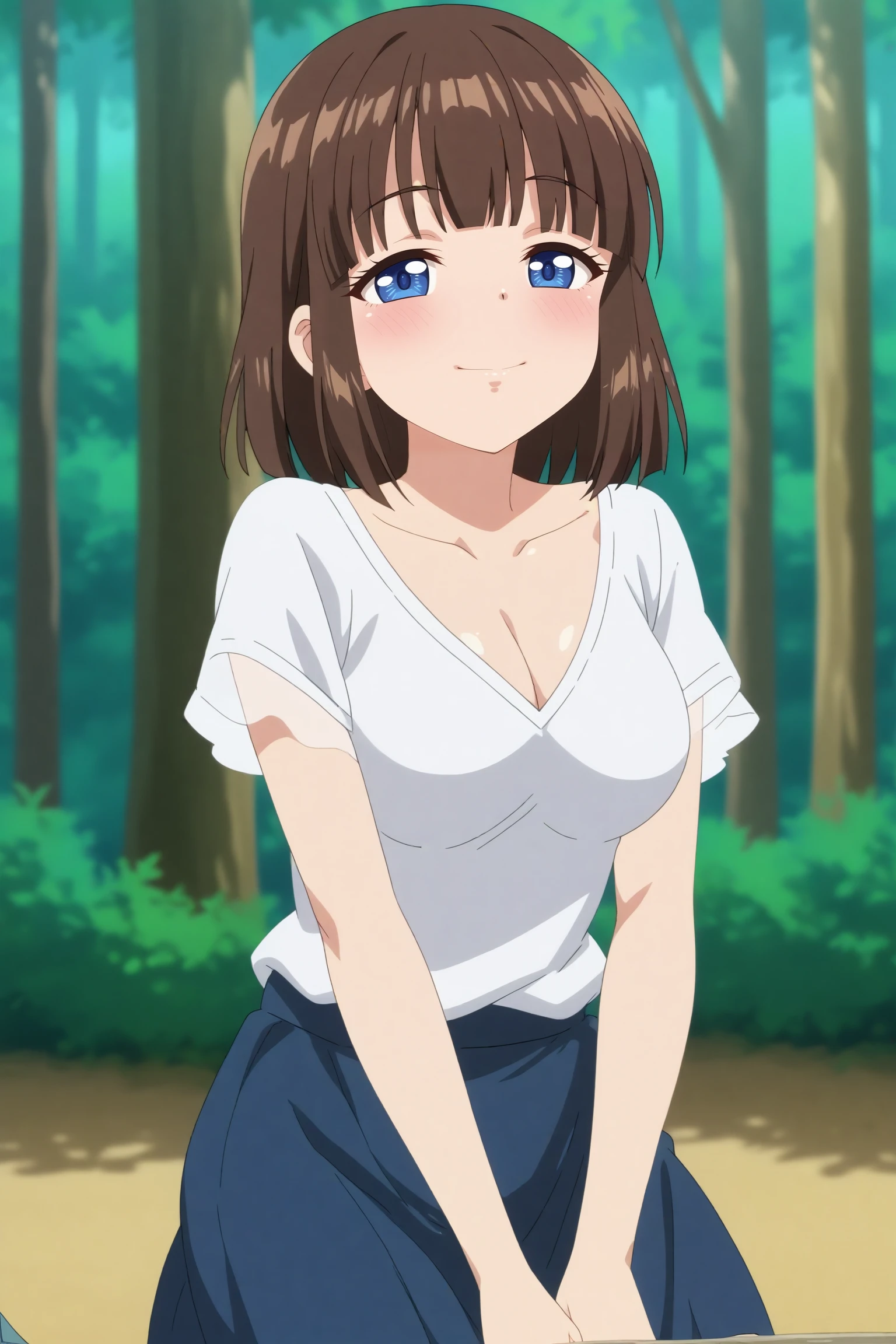 (High resolution, Highest quality:1.2), One girl, shine, Soft contours, Beautiful painting, Upper Body, Concept Art, eyelash, Kyoani Hyouka Style, Detailed Background, Bright colors,
Lynette Bishop, Ahoge, Single Blade, ribbon, A light smile,
yellow sundress, Outdoor, Sunny summer、Nipples are visible、Completely naked