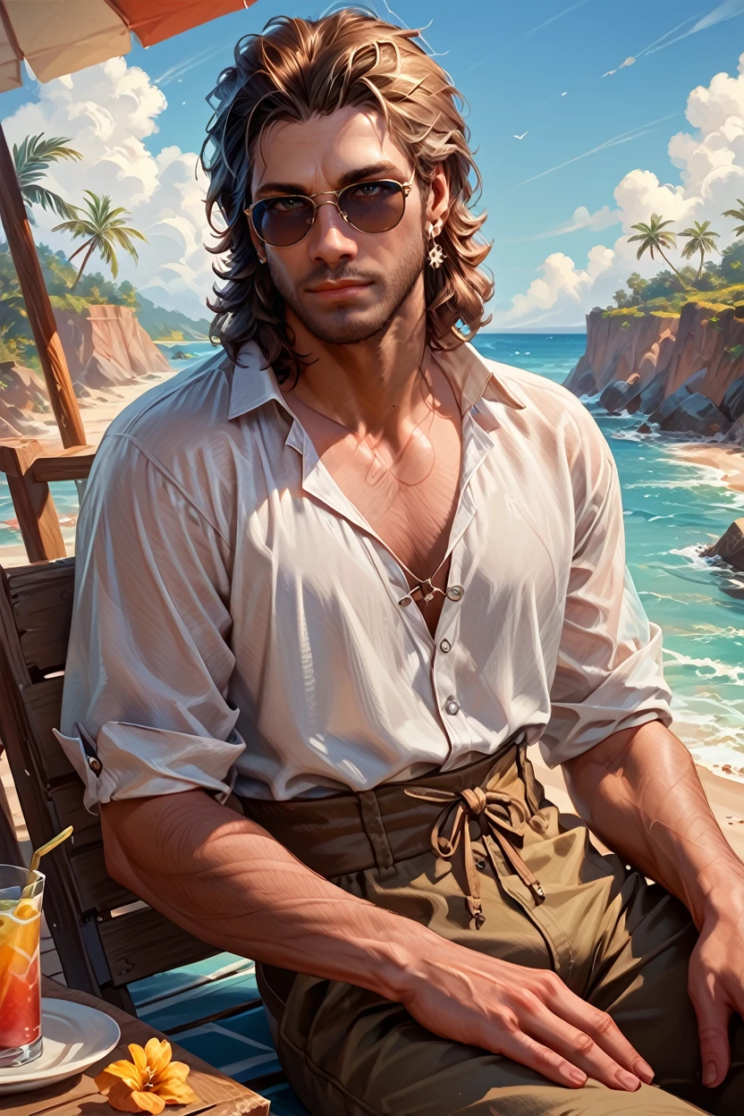 score_9, score_8_up, score_7_up, score_6_up
<lora:BGGale:1.0>
BGGale, 1boy, earring, brown hair, looking at viewer, male model in a casual summer outfit, sitting on the steps of a beach house, sunglasses on, ocean in the background, relaxed and carefree mood