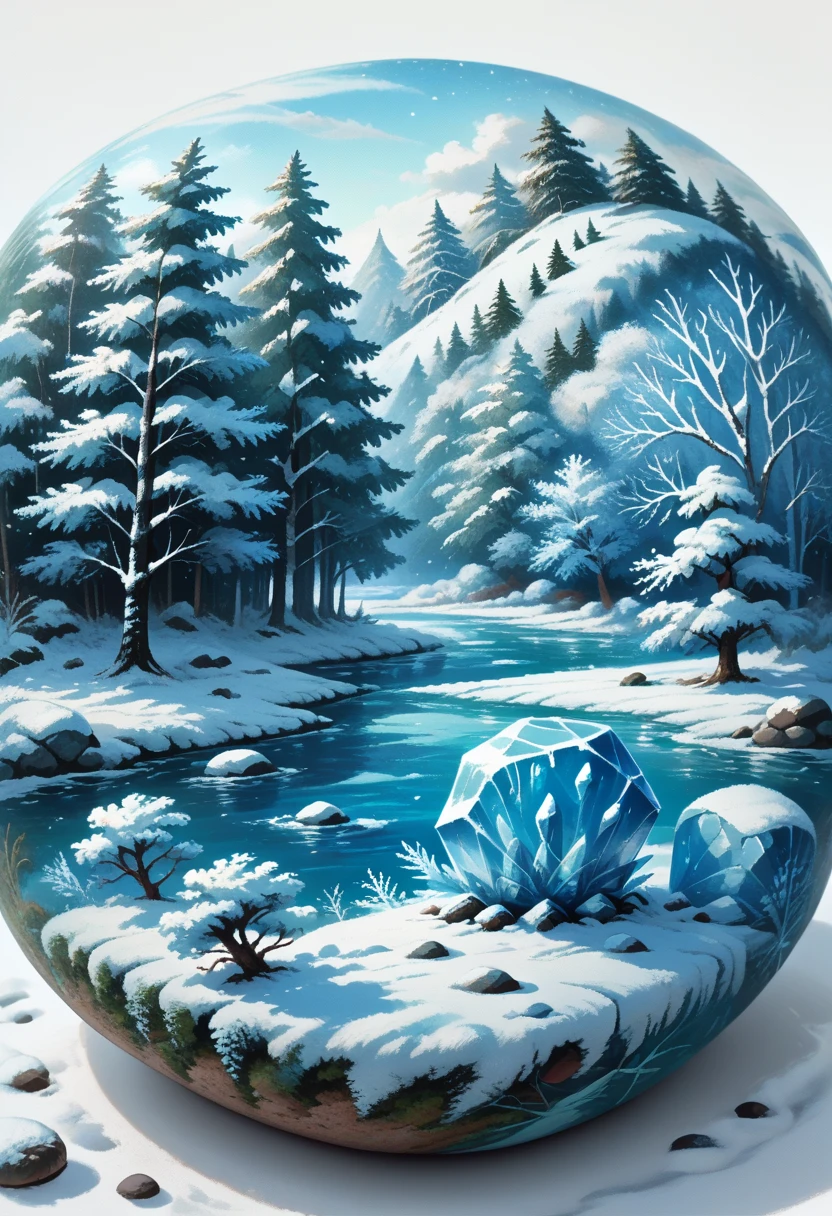 score_9, score_8_up, score_7_up, source_anime, 
<lora:wrenchPebblePainting:1>, wrnchpblpnt, pebble, white background, solo, tree, nature, snow, frozen water, ice,