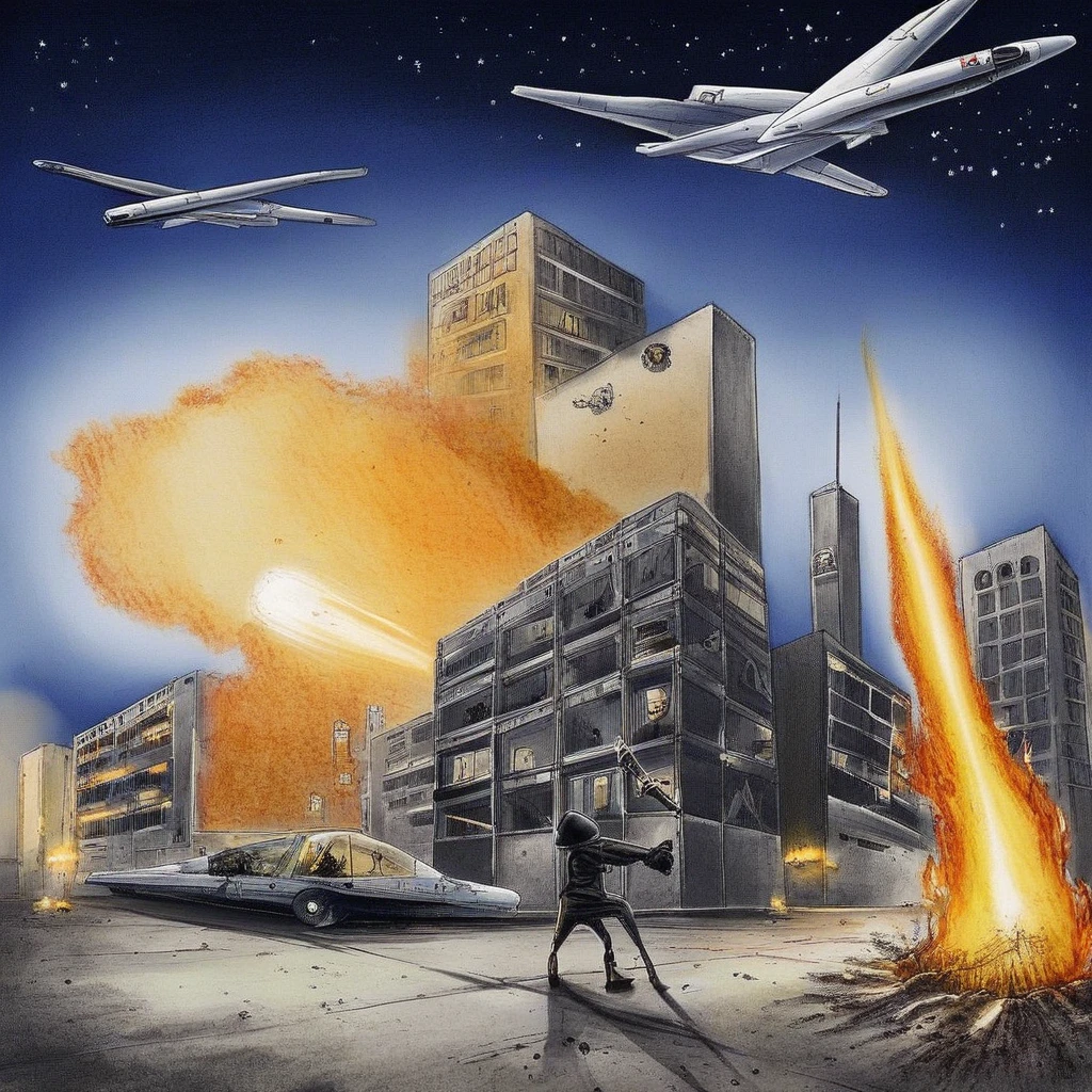 horror (theme), building, weapon, space, shoes, airplane, fire, pantyhose, vehicle focus