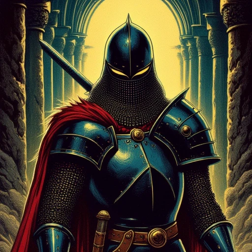 retro art of knight in dungeon