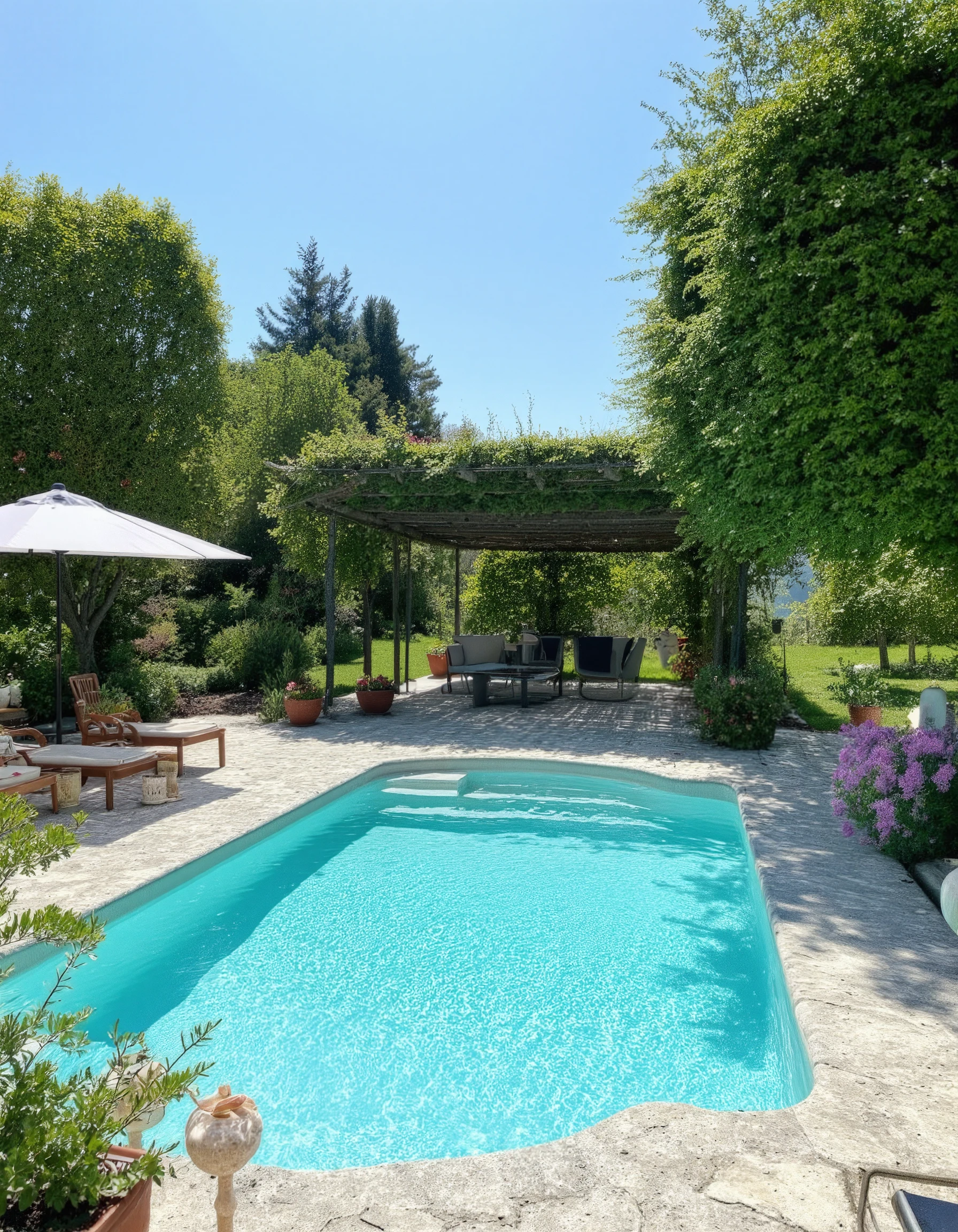 Photo of a a pool in a garden in Italy. <lora:Aesthetic_Amateur_Photo_V3:1.1>