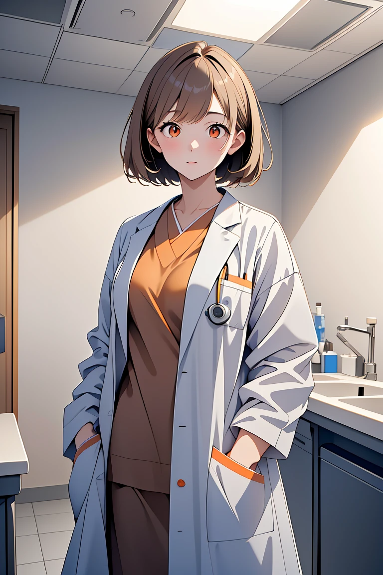 (RAW photo, best quality,facing the viewer,from front), operating room, overhead surgical light,blurred background, focused, dithering,backlighting,
 <lora:3dcc_Kimo_Tsunoda_V1.0:0.65> 3dcc, kimo tsunoda, 1girl, solo, light brown hair, orange eyes,
 <lora:DW_PG_Doctor_LabcoatOverScrubs1_1:0.8> labcoat and scrubs, 1girl, solo, looking at viewer, stethoscope,