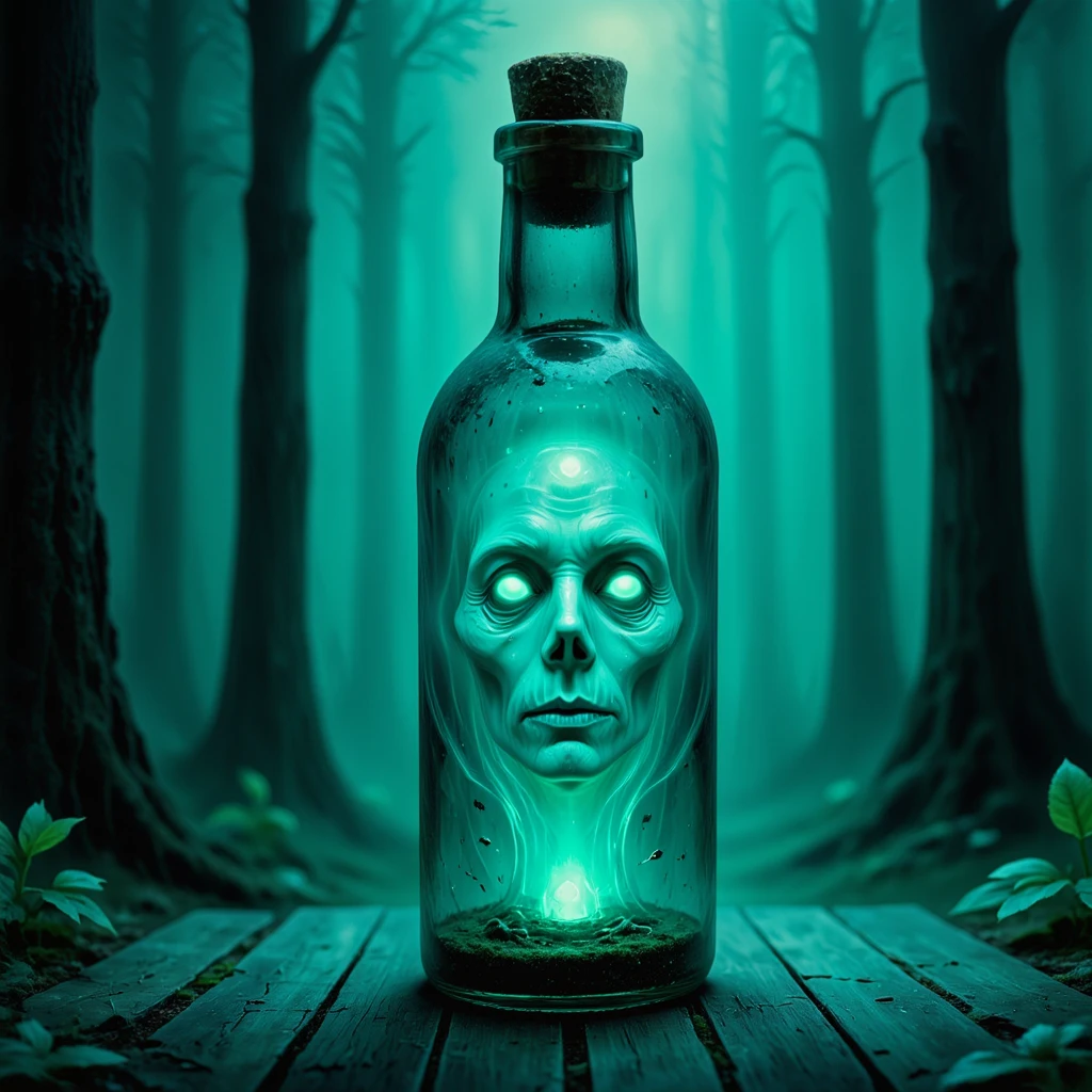 Closeup of a ghostly face in a bottle. Detailed face.

Fantasy style. Fantasy dreamlike art.

ghstlyCE style