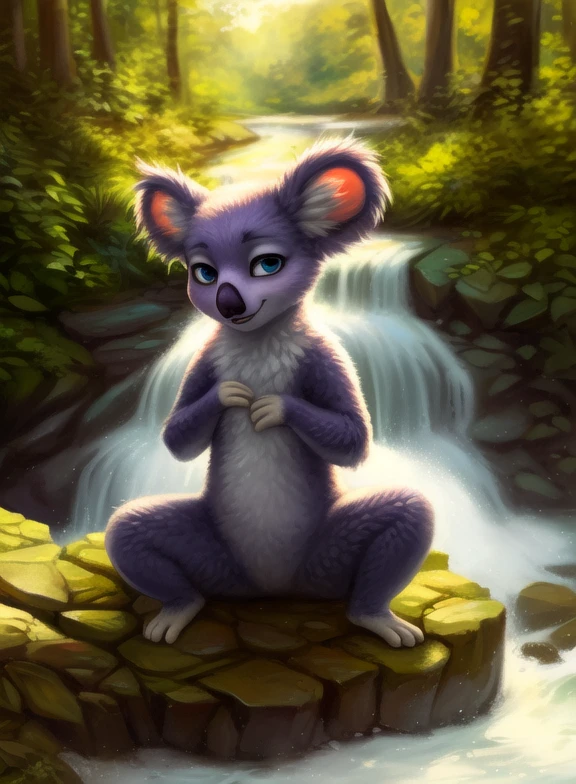 <lora:MirandaTheOutDom:0.8> MirandaTheOut, koala, light purple fur, blue eyes, (chibi,)
[  (nature), forest, day, clouds, waterfall,  smile,]  ((cowgirl position,  high-angle view,))
(beautiful, aesthetic, perfect, delicate, intricate, saturated colors), masterpiece, digital drawing, best quality,
[by kenket|by totesfleisch8], by thebigslick:by silverfox5213:0.8], [by syuro, by paloma-paloma::0.2, (Tricksta, TotesFleisch8)