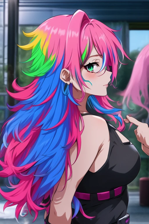 score_9, score_8_up, score_7_up, source_anime, SPLIT-COLOR HAIR, mix of <pink> and <blue> hair, multicolored hair