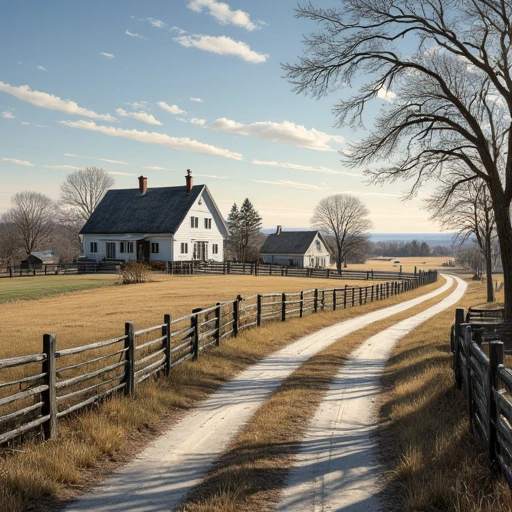 chalk drawing of a beautiful midwest USA farmsted