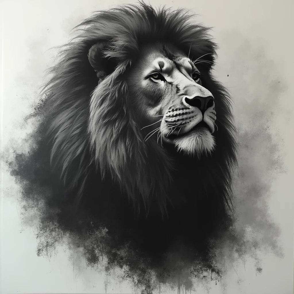 charcoal, a lion