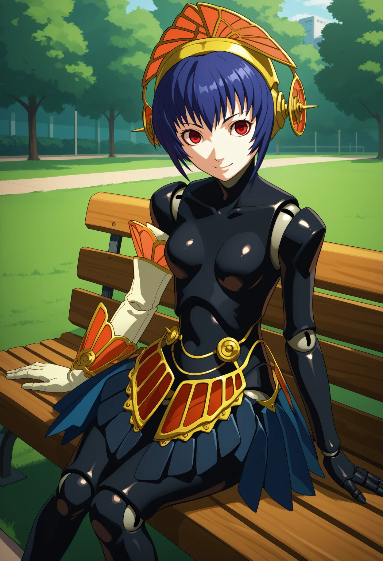 score_9, score_7_up, source_anime, <break> solo, 1girl, p3metis, android, robot joints, light smile, looking at viewer, sitting, park bench, helmet, white gloves, single elbow glove, showgirl skirt, outdoors
<segment:yolo-face_yolov8m.pt,0.4,0.5//cid=1>