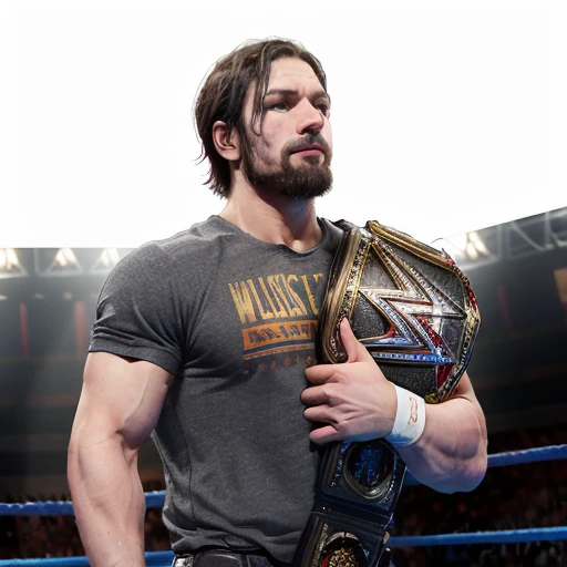 Make Randy Orton holding a WWE World heavyweight championship with a king crown on his head
