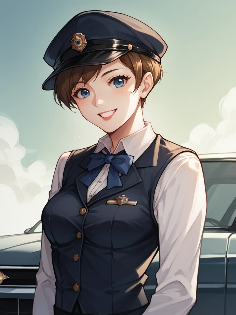 score_9, score_8_up, score_7_up, score_6_up, score_5_up, score_4_up, source_anime BREAK
1girl, female focus, <lora:Vachia:1>, blue eyes, valet uniform, vest, parking lot, fancy sports cars, cap, welcoming expression, happyâââ