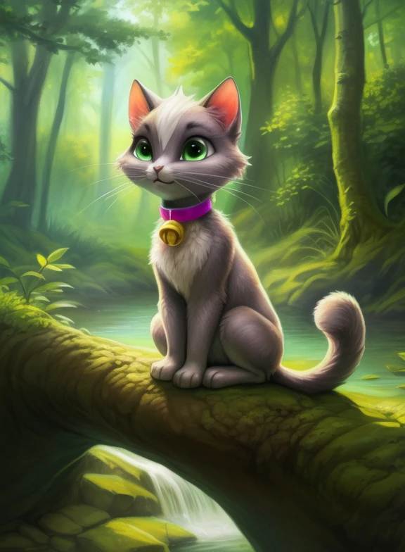 <lora:TrudiRudTruYif:1> TrudiRudTru, cat, gray fur, green eyes, chibi, pink nose, pink collar with golden bell,
[  solo, (nature), forest, day, clouds, waterfall,] 
(beautiful, aesthetic, perfect, delicate, intricate, saturated colors), masterpiece, digital drawing, best quality,
[by kenket|by totesfleisch8], by thebigslick:by silverfox5213:0.8], [by syuro, by paloma-paloma::0.2, (Tricksta, TotesFleisch8)