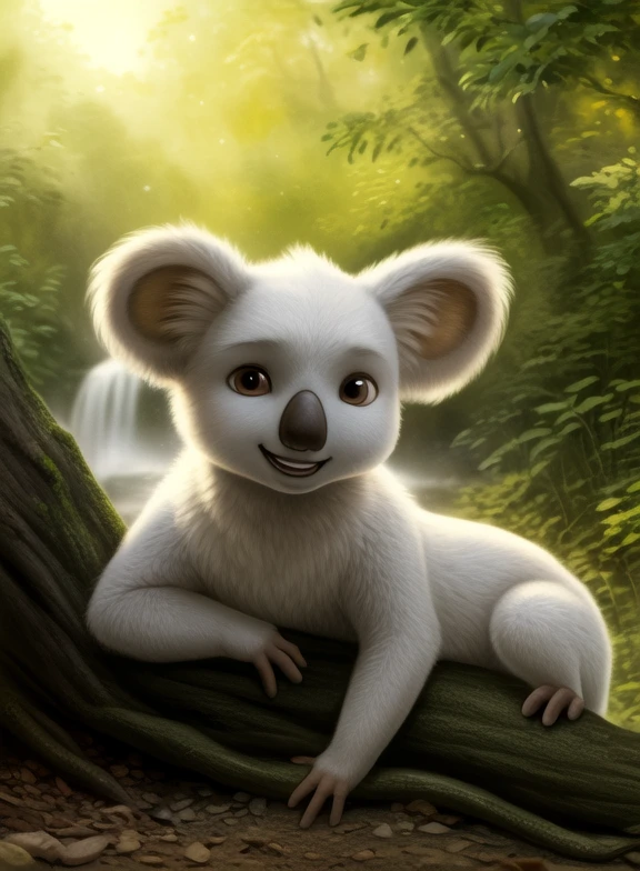 <lora:JohnnykoalaDom:0.8> Johnnykoala, koala, white fur, brown eyes, chibi,
[  (nature), forest, day, clouds, waterfall,  ]  (lying on its side, smiling,)
(beautiful, aesthetic, perfect, delicate, intricate, saturated colors), masterpiece, digital drawing, best quality,
[by kenket|by totesfleisch8], by thebigslick:by silverfox5213:0.8], [by syuro, by paloma-paloma::0.2, (Tricksta, TotesFleisch8)