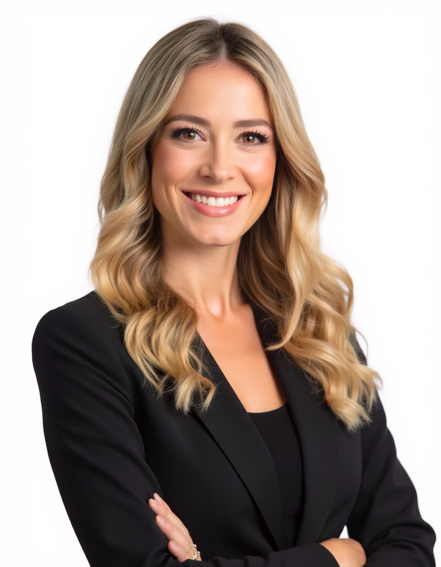 <lora:Diletta_Leotta_r1:1> upper body portrait photo of Diletta Leotta woman with long blonde hair.
She's wearing a formal business attire.
White plain background.
Professional photo with high quality.