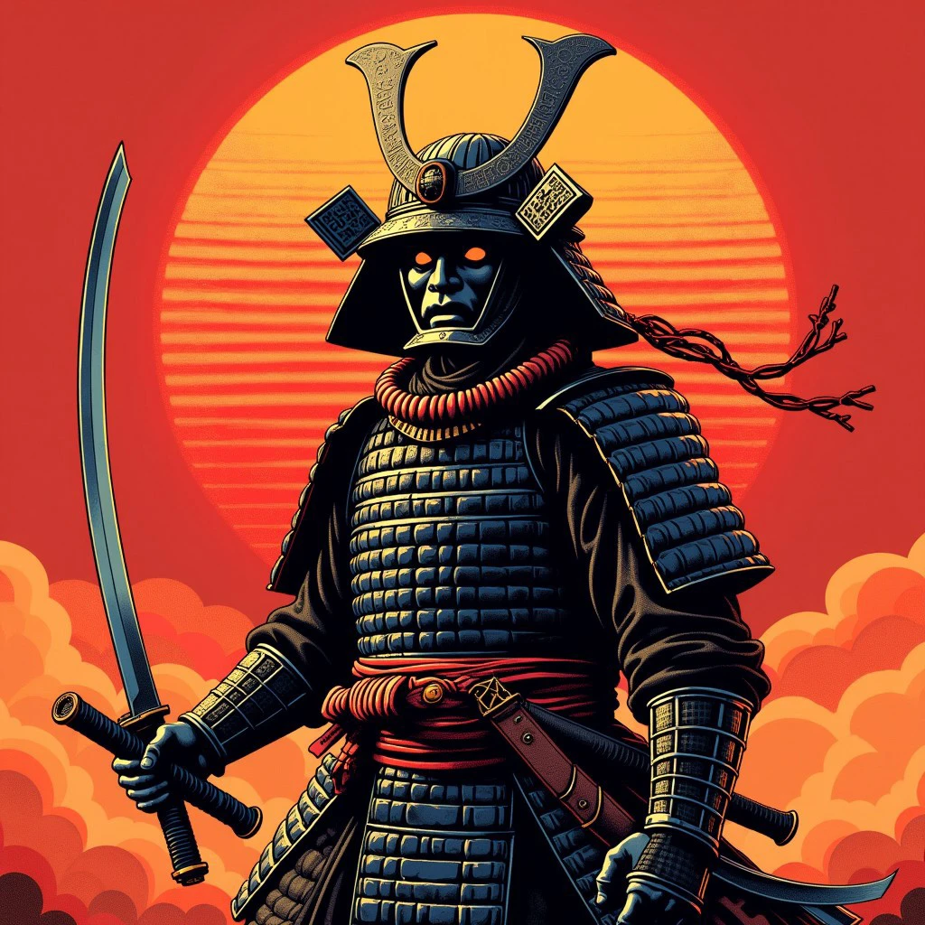 retro art of  samurai