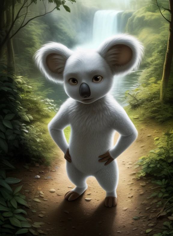 <lora:JohnnykoalaDom:0.8> Johnnykoala, koala, white fur, brown eyes, chibi,
[  (nature), forest, day, clouds, waterfall,  ] ((Hands on hips, standing, high-angle view,))
(beautiful, aesthetic, perfect, delicate, intricate, saturated colors), masterpiece, digital drawing, best quality,
[by kenket|by totesfleisch8], by thebigslick:by silverfox5213:0.8], [by syuro, by paloma-paloma::0.2, (Tricksta, TotesFleisch8)