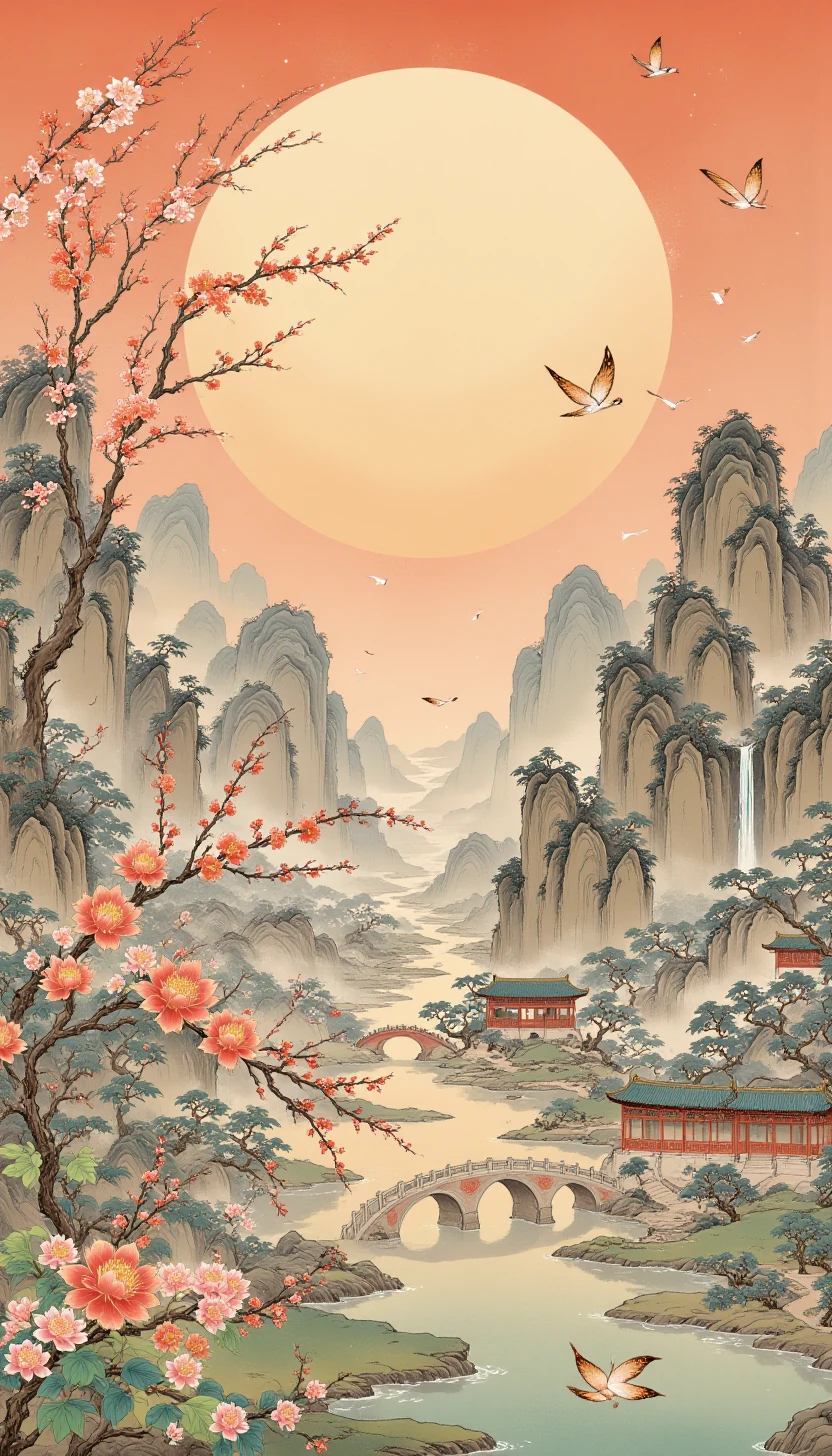 p1nktrad1t10nalch1n3s3styl3,text (“Traditional Chinese Painting”:1.2) in english in a vibrant, modern Chinese art style