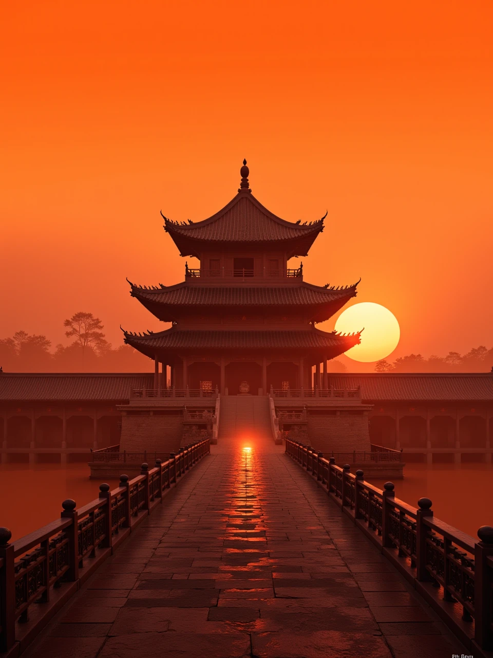 Altar and Temple Architecture: An illustrative depiction of a traditional Chinese altar or temple,a testament to China's deep-rooted cultural heritage,under the serene backdrop of a setting sun.,
The image presents a well-preserved altar or temple,a symbol of ancient Chinese architecture,standing in its full glory against the warm,golden light of the sunset. The structure,with its sweeping roof,intricate carvings,and balanced proportions,is bathed in the soft glow of the declining day,highlighting the temple's historical and spiritual significance.,
The temple's silhouette is accentuated by the sunset,creating a striking contrast between the ancient stonework and the vibrant sky. The scene evokes a sense of reverence and tranquility,encapsulating the essence of China's architectural and cultural legacy.,
This portrayal captures the timeless beauty of altar and temple architecture in China,with the sunset serving as a metaphor for the enduring spirit of Chinese tradition and the passage of time. The image conveys a deep appreciation for the artistry and craftsmanship of ancient Chinese builders,and the enduring relevance of these sacred structures in contemporary society.,