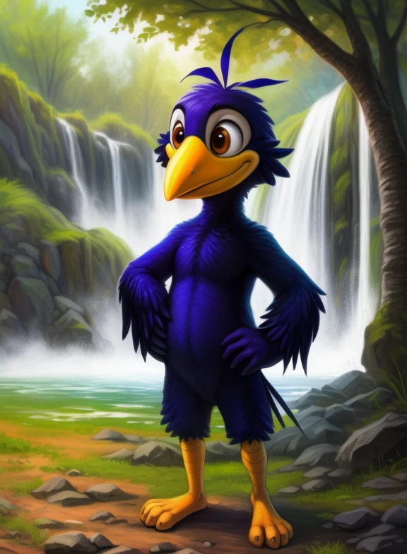 <lora:RudiRudTrudYif:0.8> RudiRudTrud, raven, bird, dark blue feathers, orange paws, dark brown eyes, beak, ( chibi, baby, nude, naced, )
[  (nature), forest, day, clouds, waterfall,  smile,] (( walking, ))
(beautiful, aesthetic, perfect, delicate, intricate, saturated colors), masterpiece, digital drawing, best quality,
[by kenket|by totesfleisch8], by thebigslick:by silverfox5213:0.8], [by syuro, by paloma-paloma::0.2, (Tricksta, TotesFleisch8)