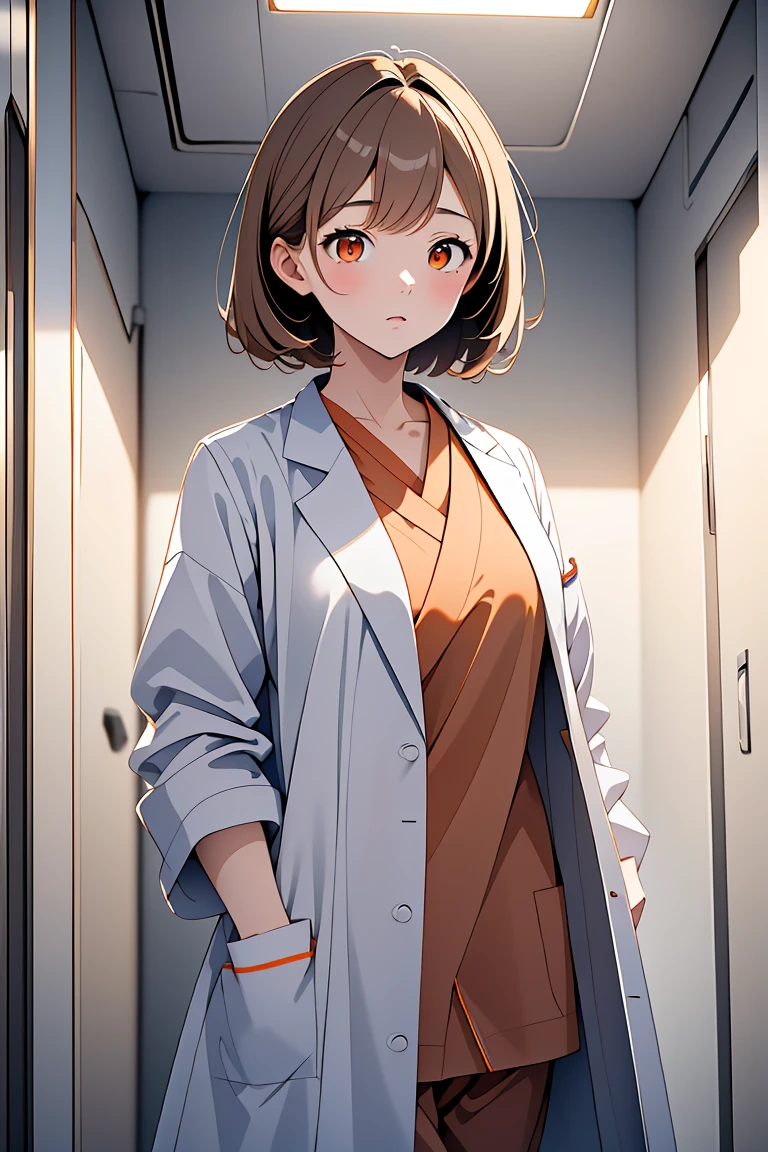 (RAW photo, best quality,facing the viewer,from front), operating room, overhead surgical light,blurred background, focused, dithering,backlighting,
 <lora:3dcc_Kimo_Tsunoda_V1.0:0.65> 3dcc, kimo tsunoda, 1girl, solo, light brown hair, orange eyes,
 <lora:DW_PG_Doctor_LabcoatOverScrubs1_1:0.8> labcoat and scrubs, 1girl, solo, looking at viewer, stethoscope,