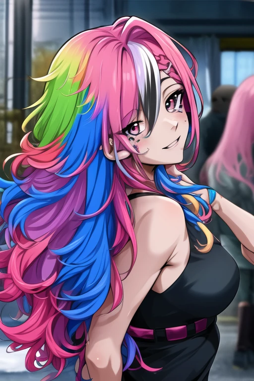 score_9, score_8_up, score_7_up, source_anime, SPLIT-COLOR HAIR, mix of <pink> and <blue> hair, multicolored hair