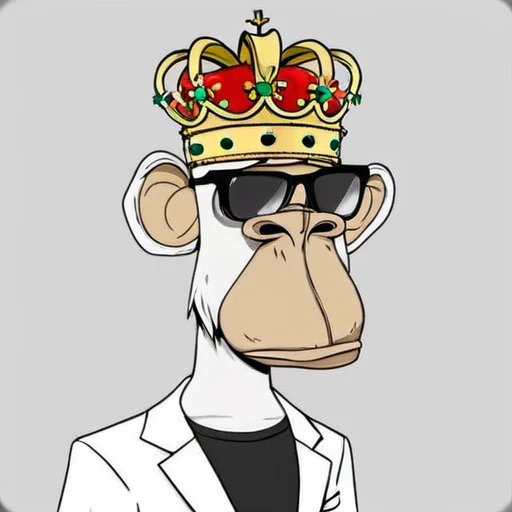 BoardApe,white suite,crown,black sunglasses,cash,handsome,cash