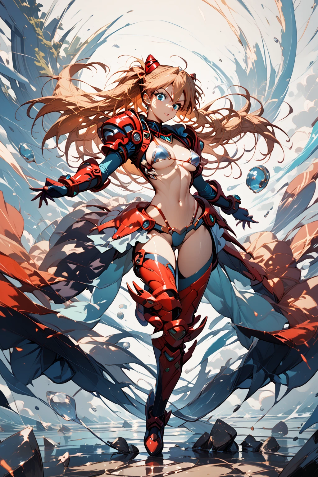 score_9, score_8_up, score_7_up, score_6_up, BREAK, 1girl, source_furry, bikiniarmor, <lora:Bikini_Armor_PonyXL:1> full body, dynamic pose, holding weapon, souryuu asuka langley,