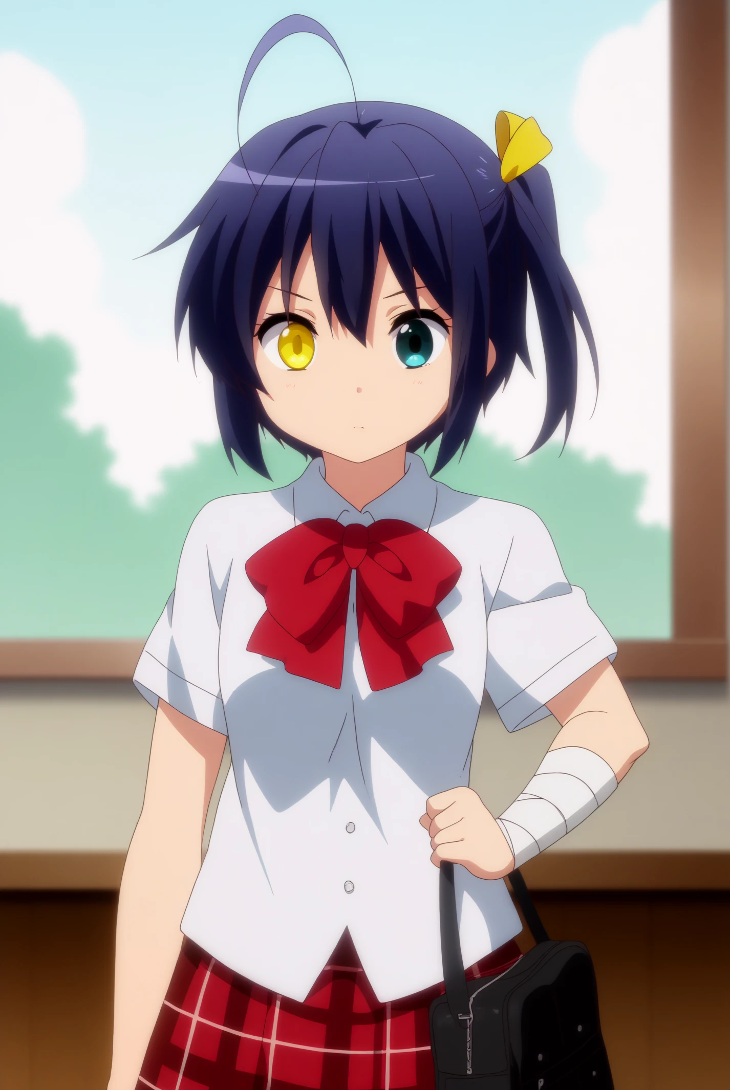 Rikka_Takanashi, solo, heterochromia, school uniform <lora:chuunibyou_demo_koi_ga_shitai-Rikka_Takanashi-PDXL:0.8>