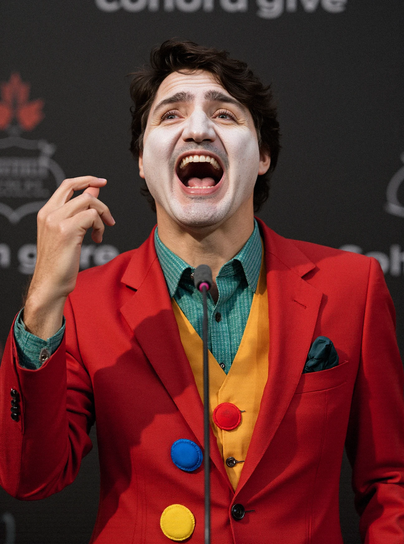 1boy Justin Trudeau as a clown