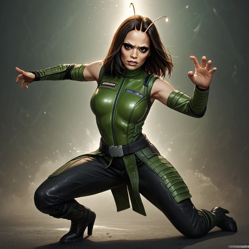 score_9, score_8_up, score_7_up, 1girl, sfw,solo, 30 year old, teardrop breasts,  Expressive,  heeled boots,perfect face,green black gotgmant1s outfit, black pants, arm sleeves fingerless gloves, abstract background, standing on a asteriod surface,fighting pose, dynamic, expressive eyes,telepath hand pose,perfect hands, skirt front open,mascara,close on face,textured detailed clothes,detailed hands,
<lora:incase-ilff-v3-4:0.4>,
<lora:Expressive_H:1> ,
<lora:StS_detail_slider_release_two_v3:2>  , pale skin, black hair, black eyes, antennae, <lora:Mantis_from_GotG_Cosplay:0.8> gotgmant1s,mantis from guardians of the galaxy,