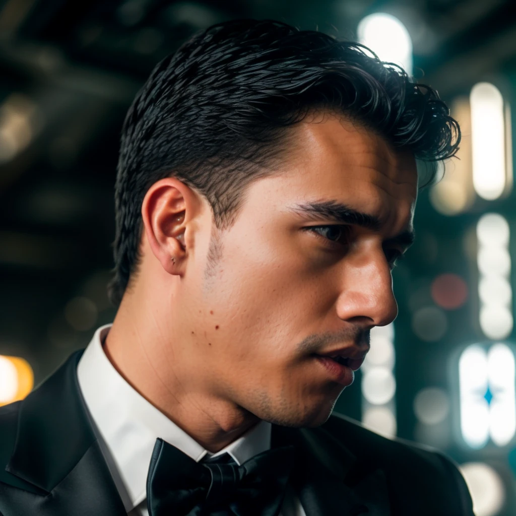 DSLR photo of deibygarcia person using a tuxedo.face side portrait.in blade runner.daylight.professional photography.high resolution.detailed photo.RAW.still film.f/16.uhd.hdr.4k   <lora:deibygarcia_76050:1>