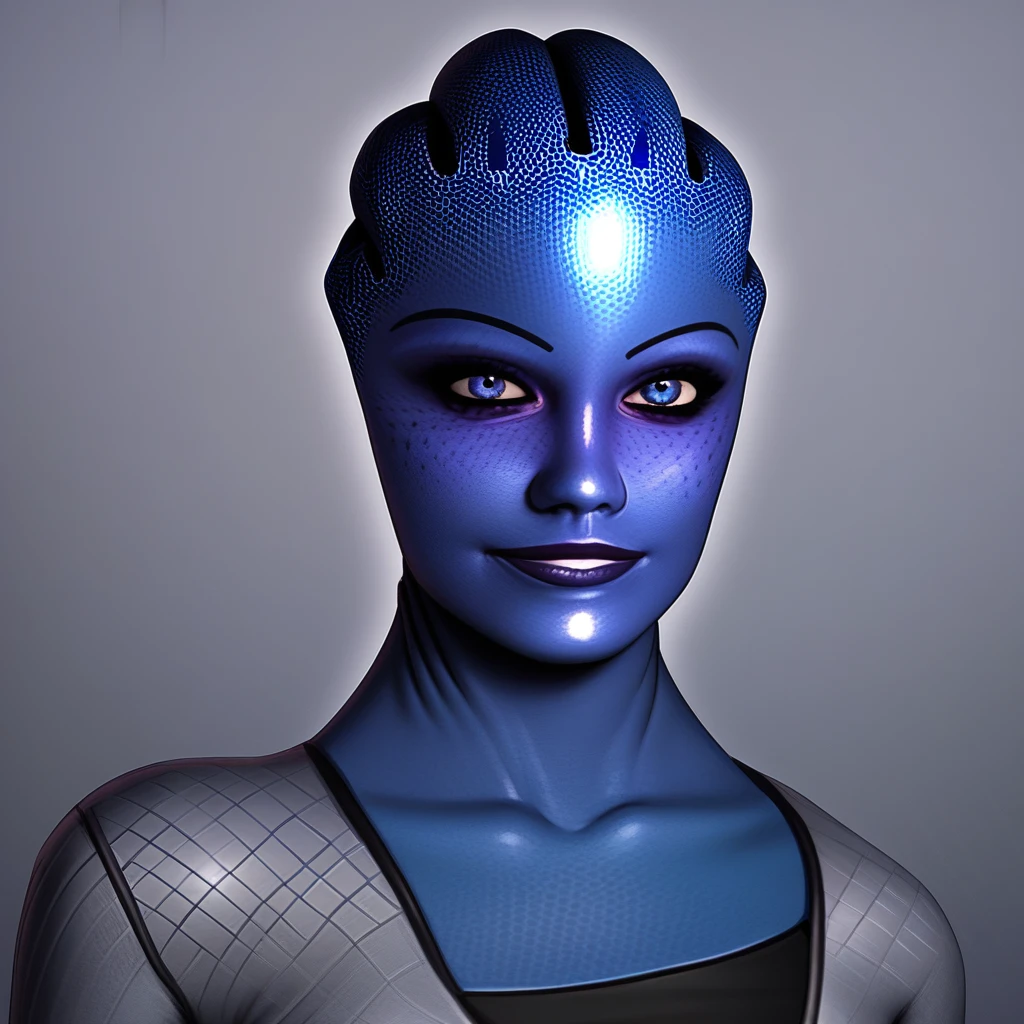 blue_asari, alien, colored skin, blue skin, 1girl, solo