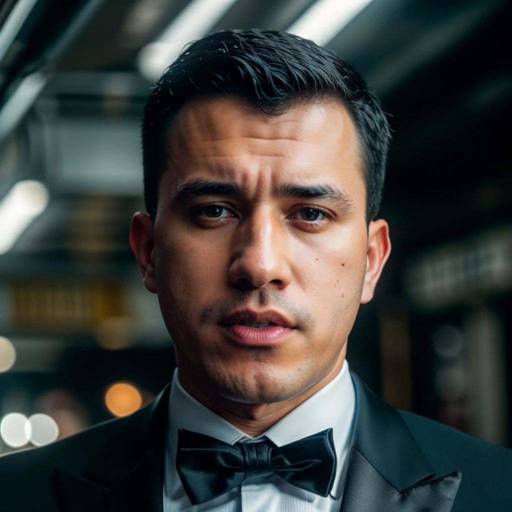 DSLR photo of deibygarcia person using a tuxedo.face portrait.in blade runner.daylight.professional photography.high resolution.detailed photo.RAW.still film.f/16.uhd.hdr.4k   <lora:deibygarcia_76050:1>