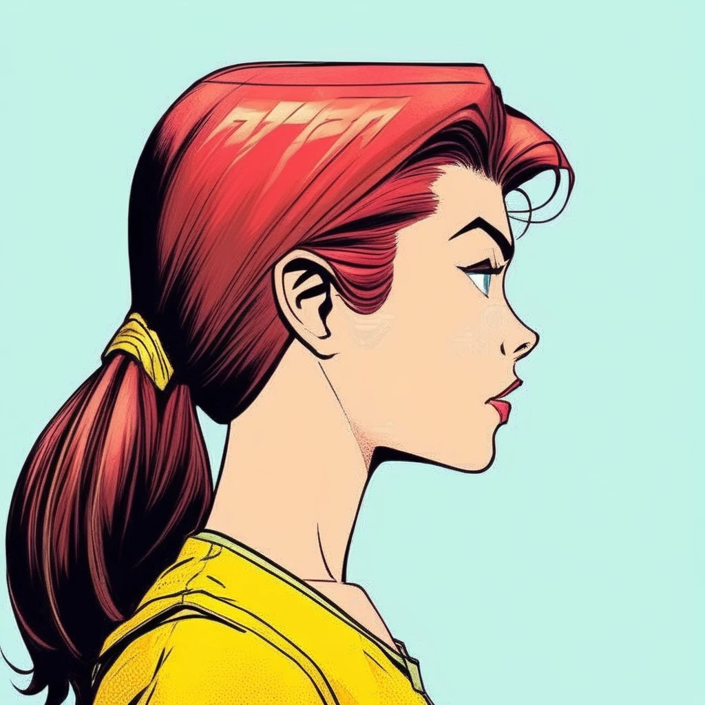 girl, side view, portrait, comic book art