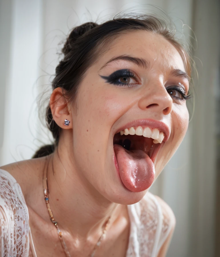 score_9, score_8_up, score_7_up, score_6_up, a young ([brazilian::0.07]:0.07)  female with open mouth, tongue out [laughing|yawning], ultra high quality, very detailed  realistic  <lora:Female_Tongue_Mouth_and_Teeth_-_PONY:0.55>  black hair, eyeliner, perfect teeth